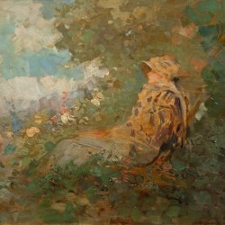 Woman sitting in the garden